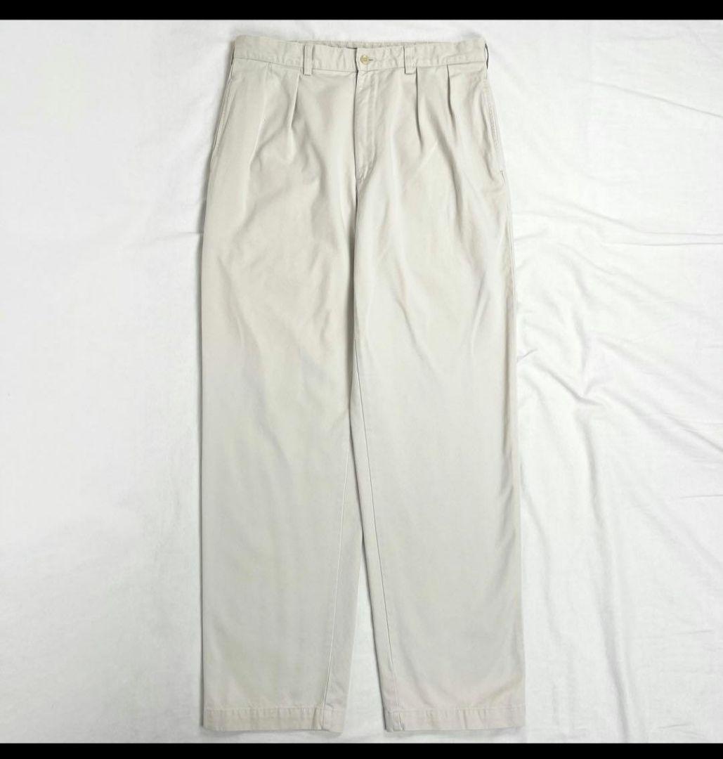 W34L32 90sポロバイラルフローレン ツータックチノパン オフ白 ポロチノ