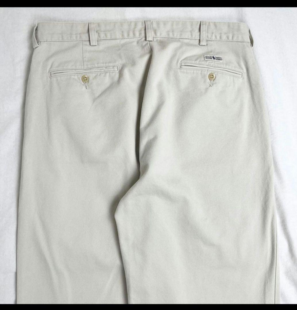 W34L32 90sポロバイラルフローレン ツータックチノパン オフ白 ポロチノ
