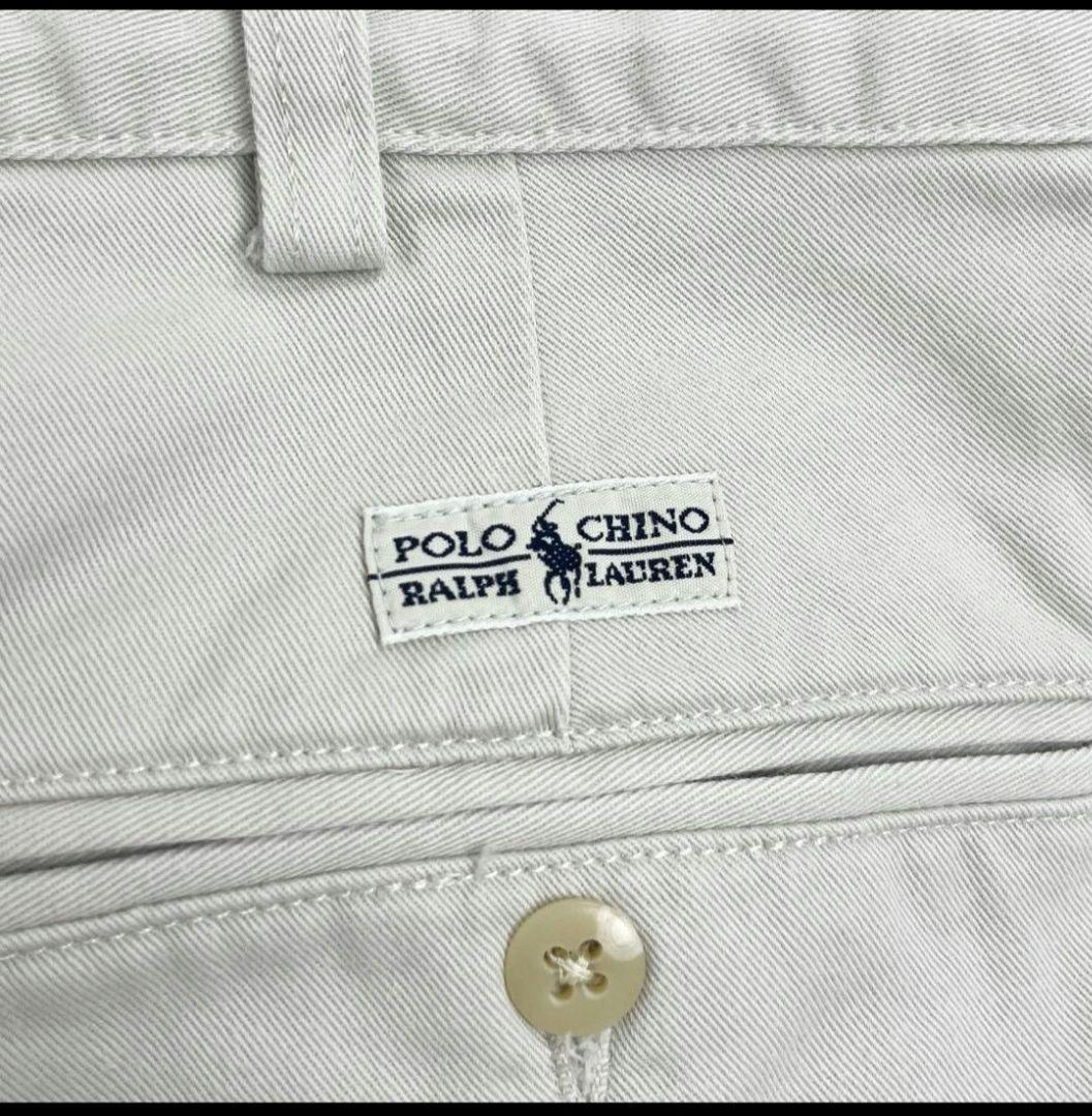 W34L32 90sポロバイラルフローレン ツータックチノパン オフ白 ポロチノ