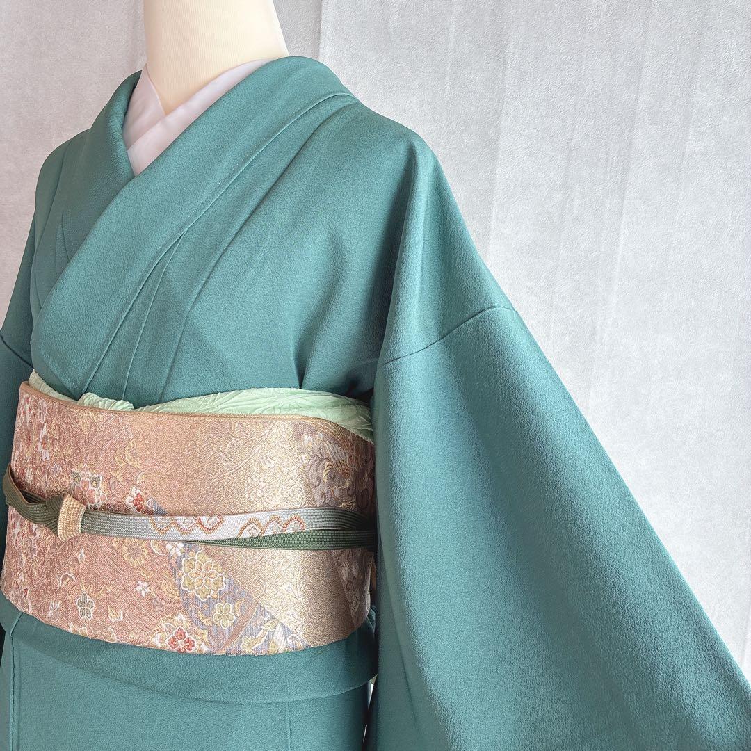 色無地　フルセット　着物　正絹　上品　一つ紋　しつけ糸付き　G10