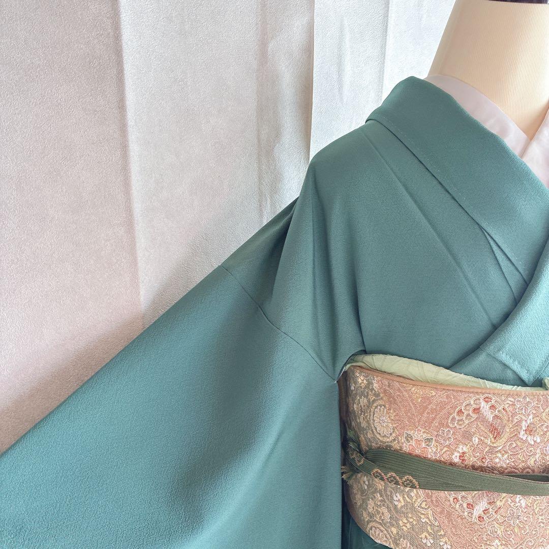 色無地　フルセット　着物　正絹　上品　一つ紋　しつけ糸付き　G10