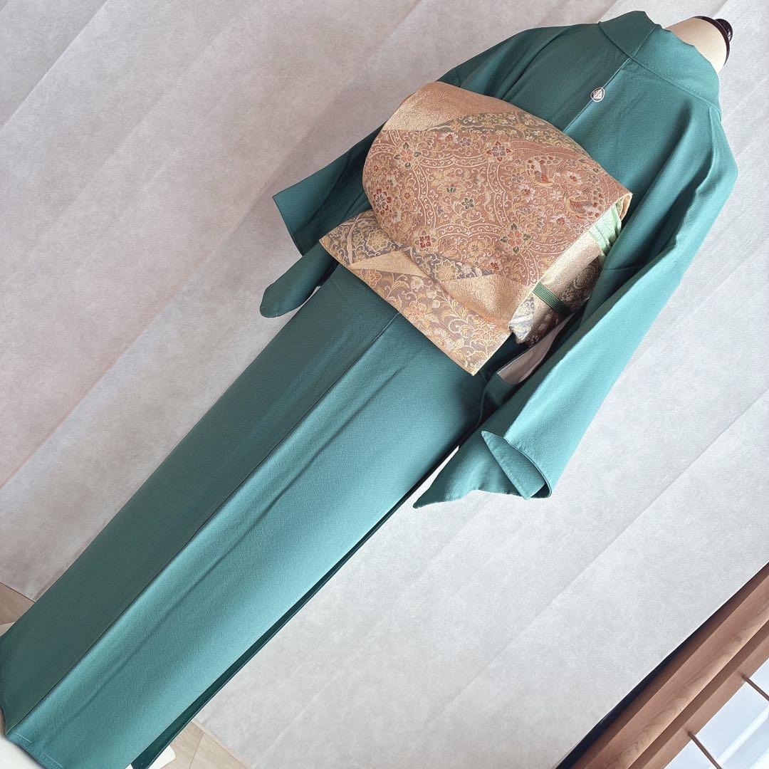 色無地　フルセット　着物　正絹　上品　一つ紋　しつけ糸付き　G10