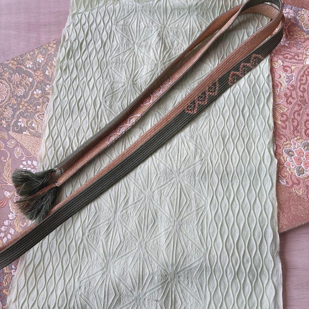 色無地　フルセット　着物　正絹　上品　一つ紋　しつけ糸付き　G10