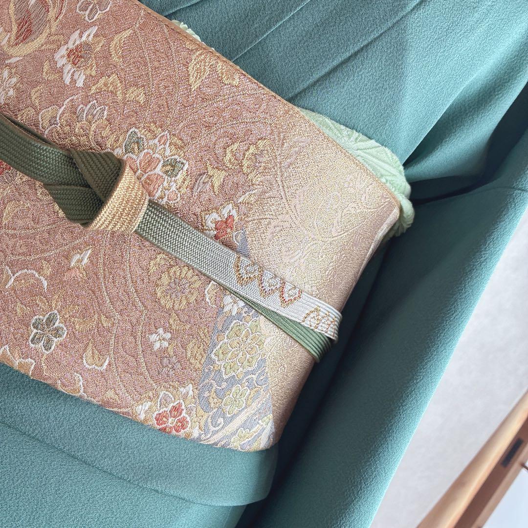 色無地　フルセット　着物　正絹　上品　一つ紋　しつけ糸付き　G10