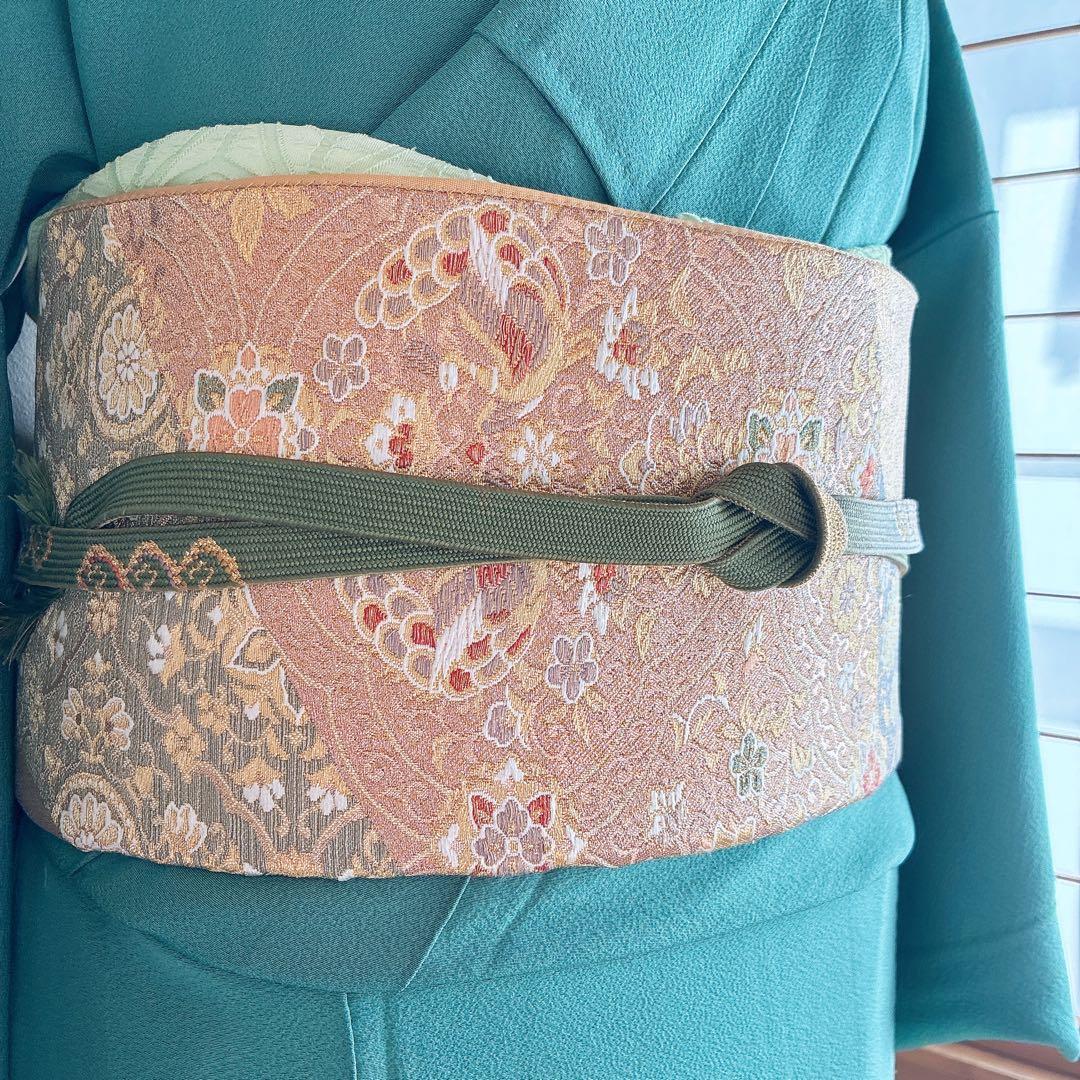 色無地　フルセット　着物　正絹　上品　一つ紋　しつけ糸付き　G10