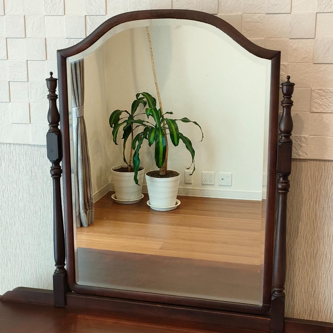 アンティーク　鏡台　スツール　セット品　 引出し７杯　ろくろ脚