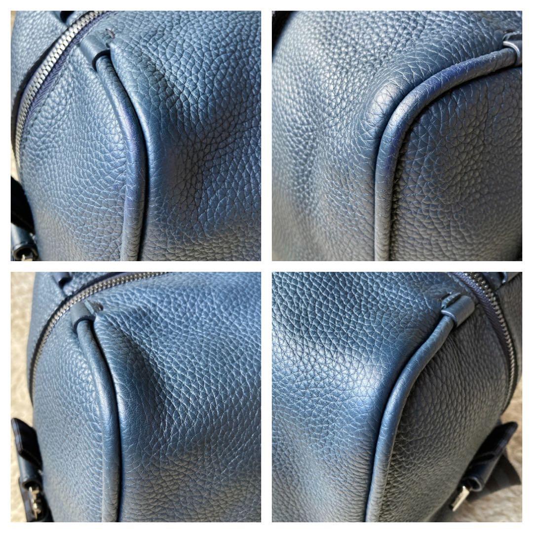 【専用ページ】美品エルメネジルドゼニア2wayボストンバッグシボ革ネイビー大容量