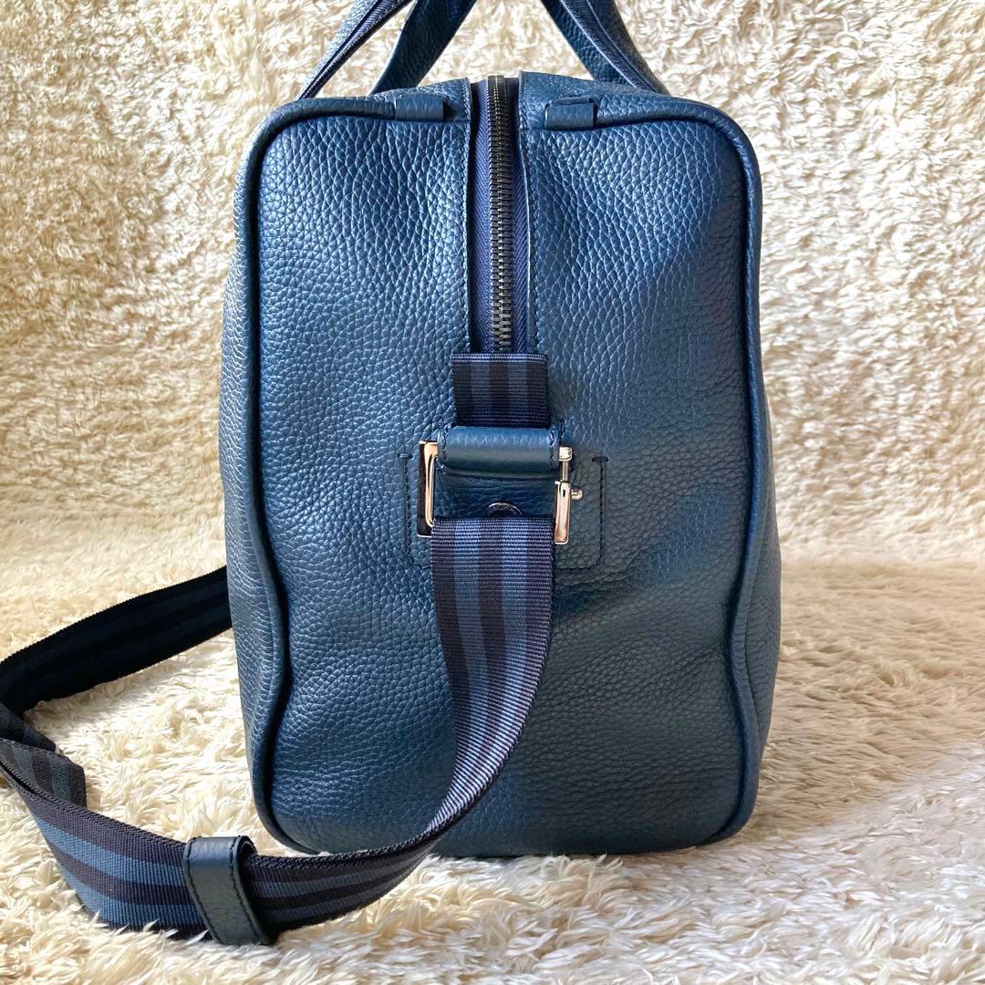 【専用ページ】美品エルメネジルドゼニア2wayボストンバッグシボ革ネイビー大容量