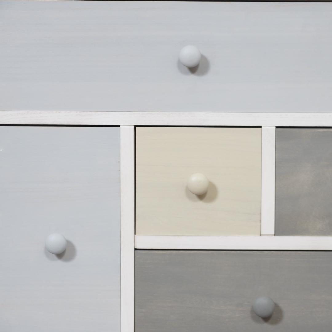 フォロー割【新品】木製スモーキーカラー　チェスト　アンティークホワイト