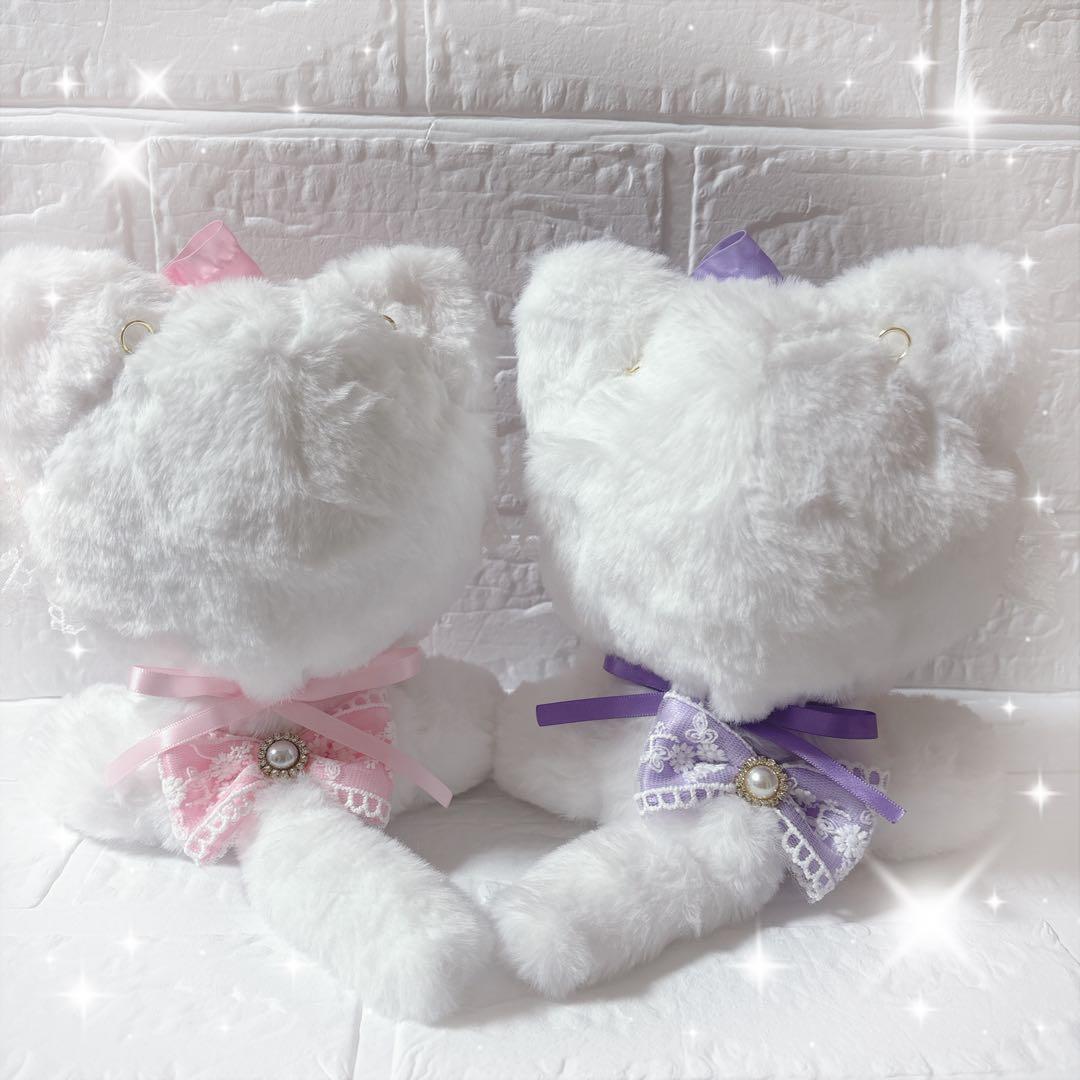 ぬい服着ぐるみ♡16cmサイズ　おすわり白ネコちゃん2着