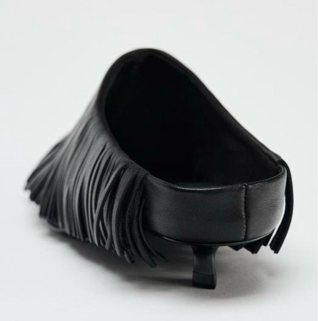 ZARA 日本完売●#レザースリングバックフリンジ　37