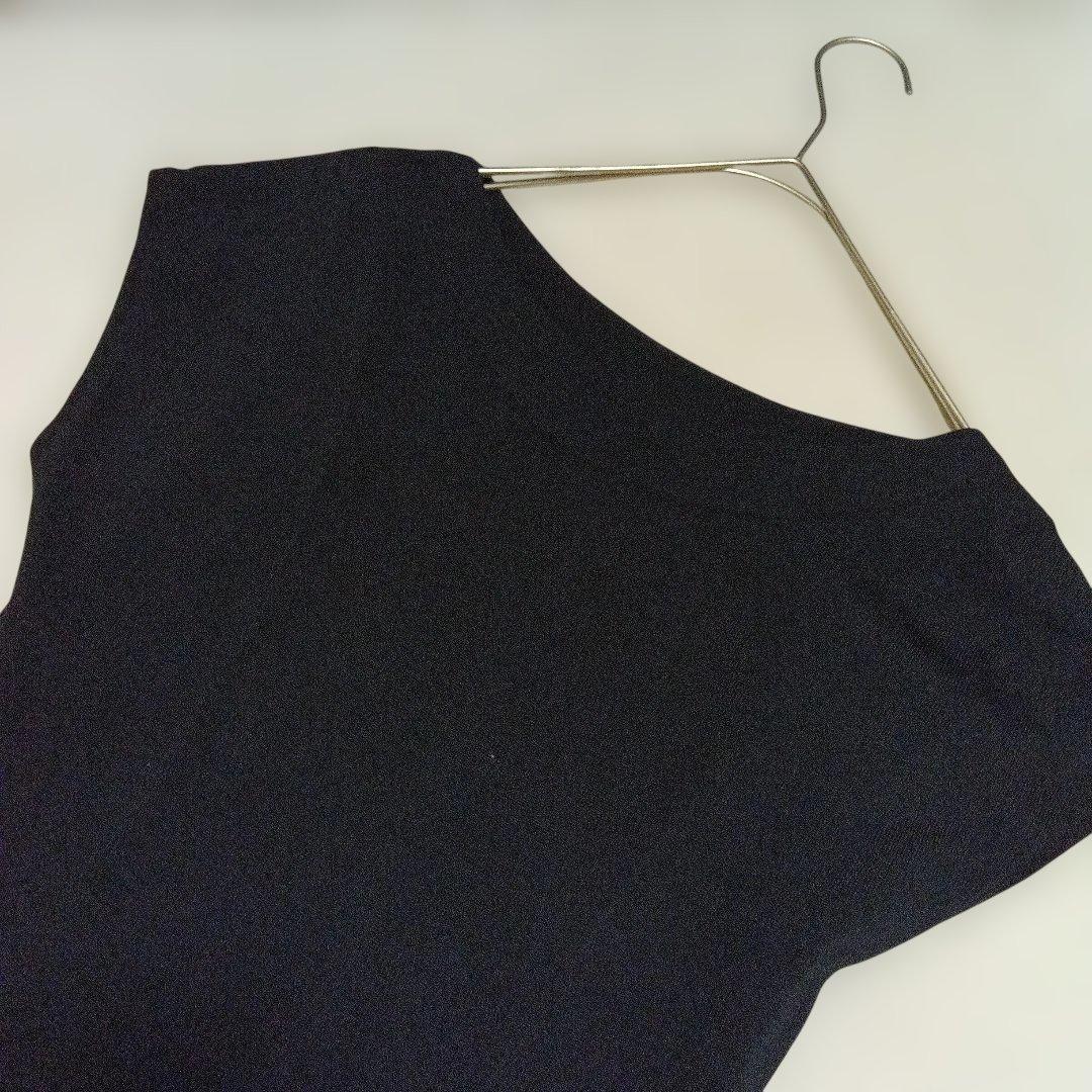 JENNE フレンチスリーブ　ロングニットフレアワンピースL　ブラック