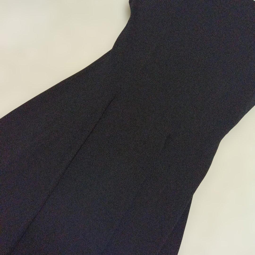 JENNE フレンチスリーブ　ロングニットフレアワンピースL　ブラック