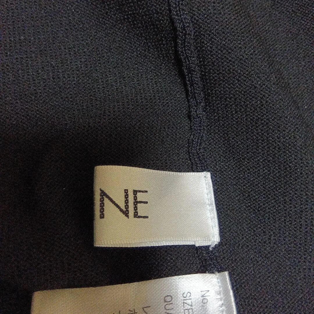 JENNE フレンチスリーブ　ロングニットフレアワンピースL　ブラック