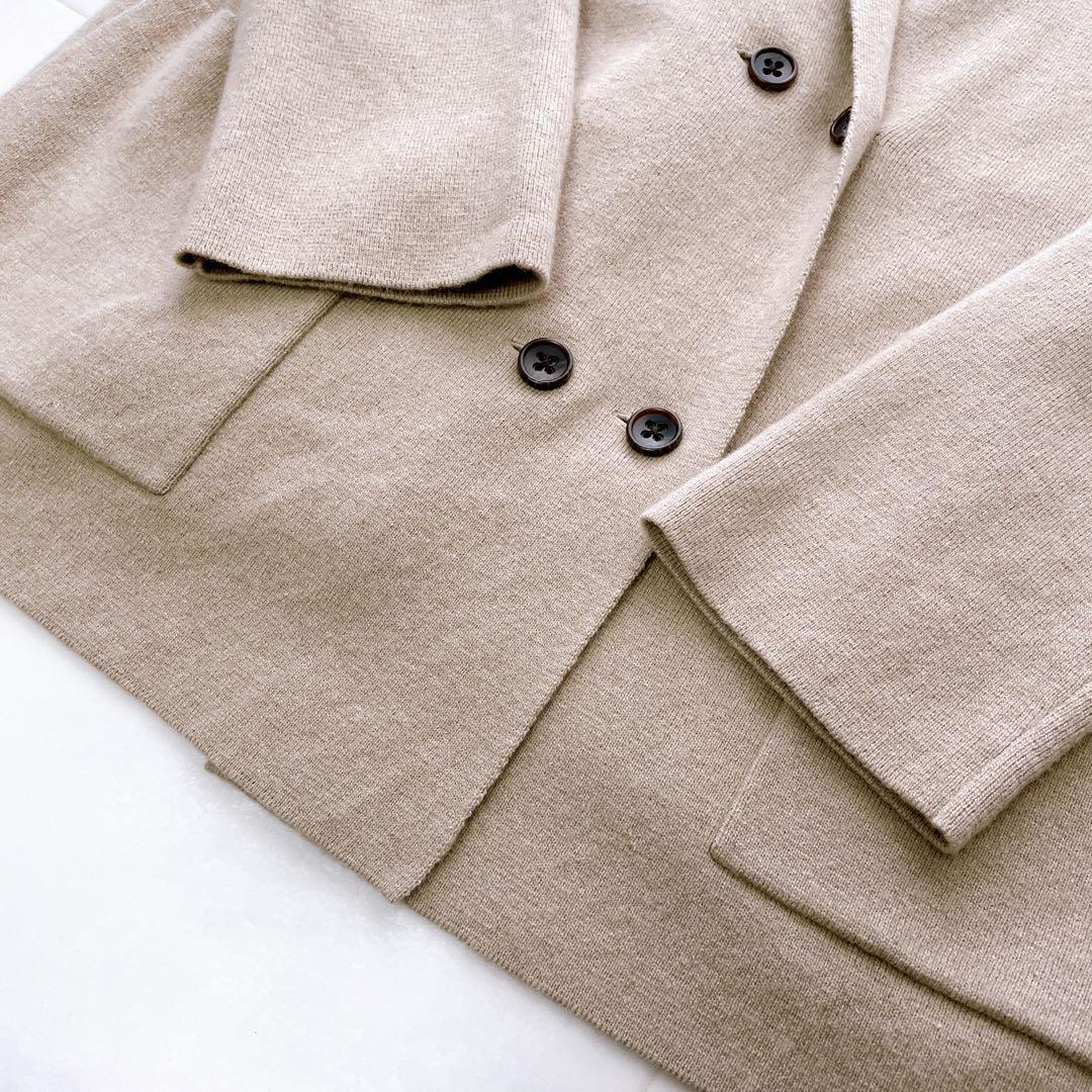 美品✨定価約3万 Plage ミラノリブニットジャケット カシミヤ混 ベージュ