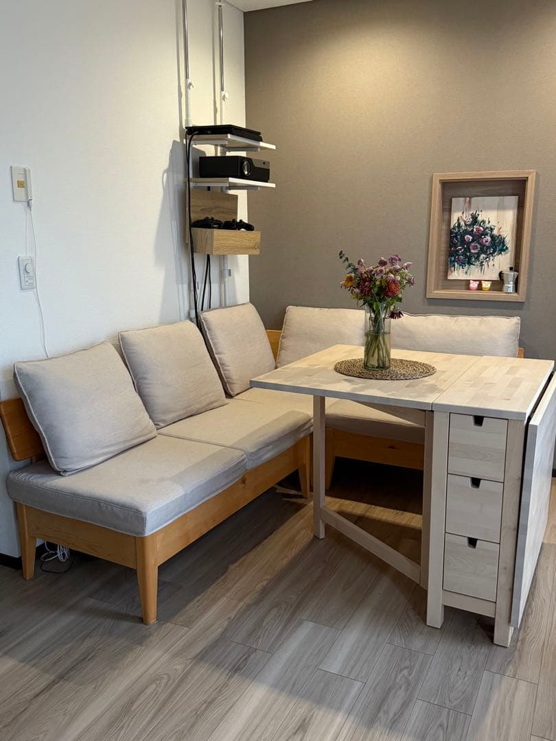 Tac-INTERIOR ヒノキ製 コーナーソファ3点セット(収納付き)