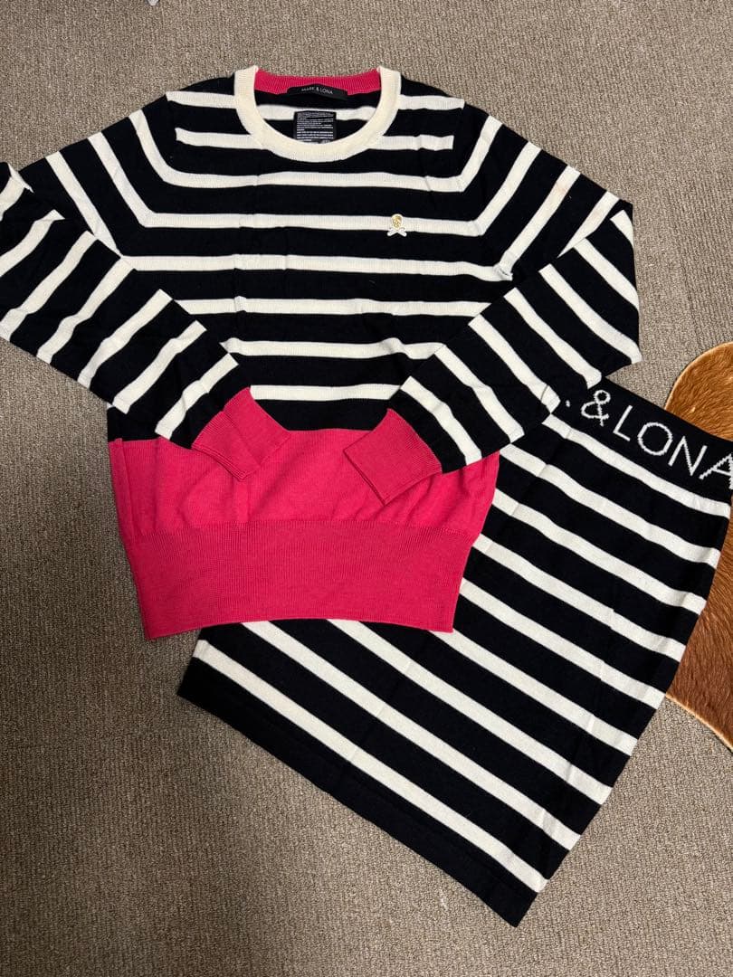 MARK & LONA ストライプニットスカートセット ボーダーマークアンドロナ