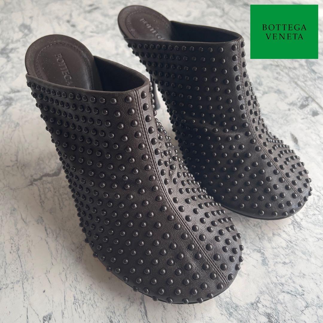 未使用級　ボッテガヴェネタ　ビュレット ドット ソックスミュール　茶色　37