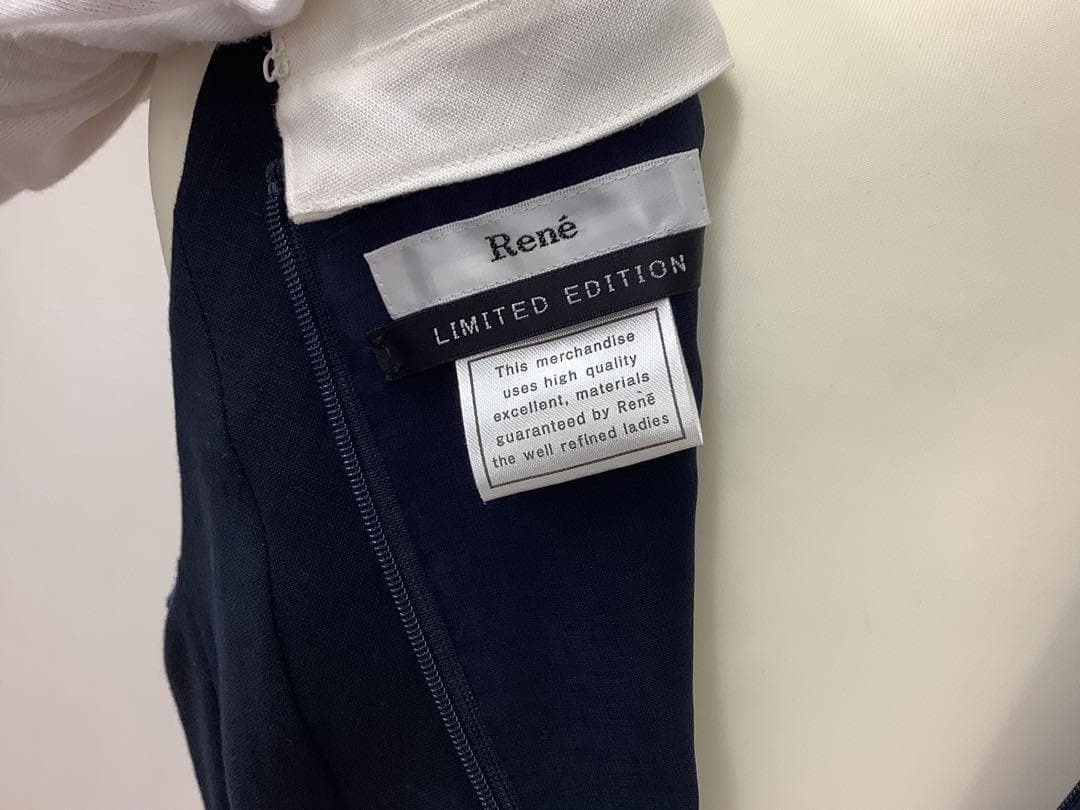 限定モデル【36】 Rene タグ付 新品 ルネ リネン ワンピース ネイビー