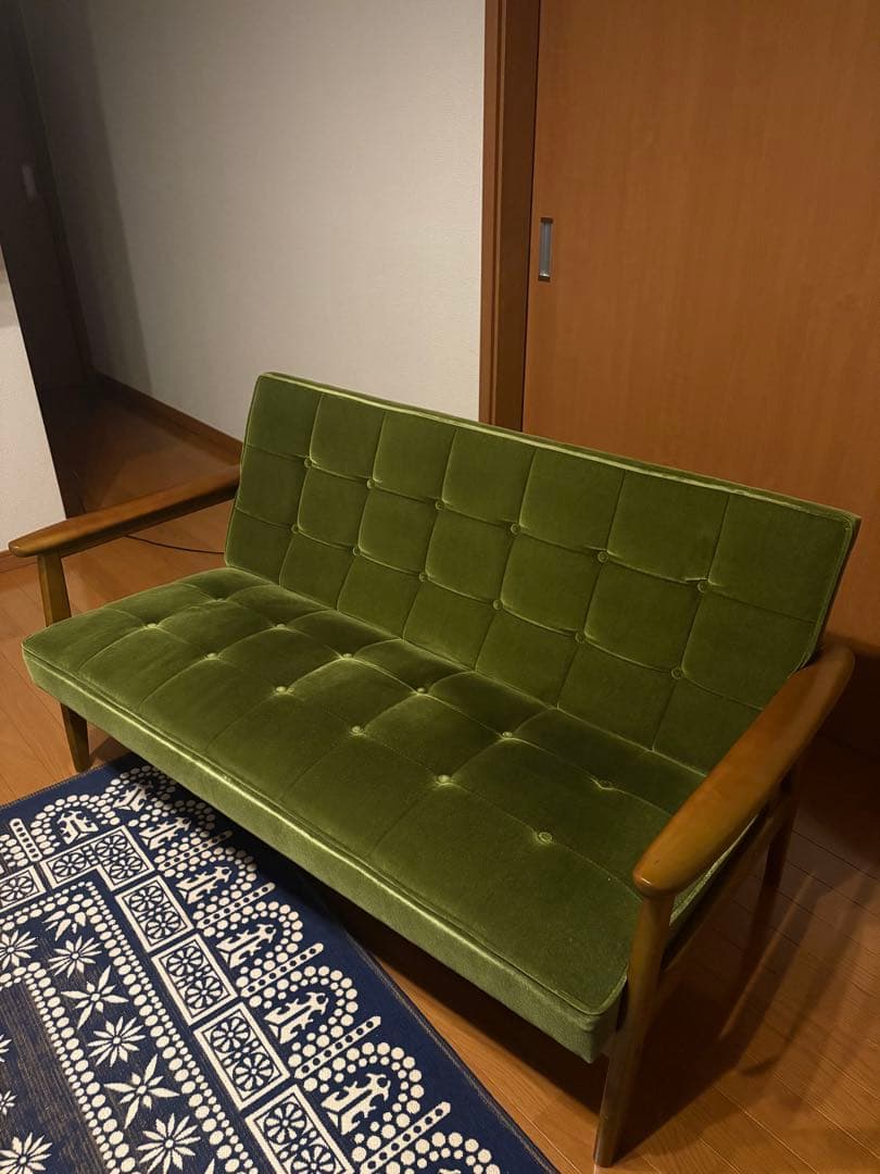 【ちはや】カリモク 60 kチェア モケットグリーン 2シーター