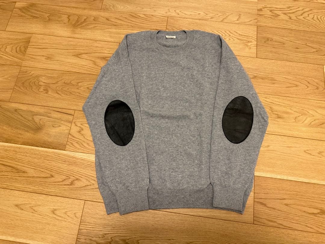 cash&barba モンゴリアンカシミヤエルボーパッチクルーネック 2 グレー