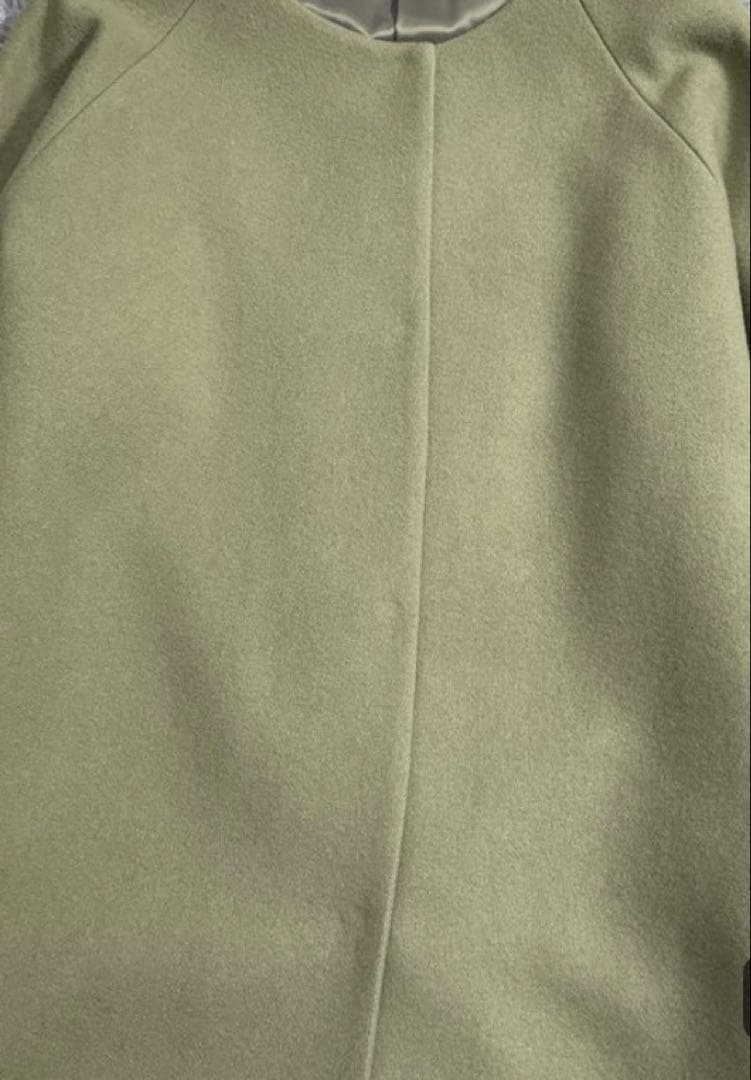 未使用級✨22AW セオリー ノーカラーロングコート ウール カーキグリーン