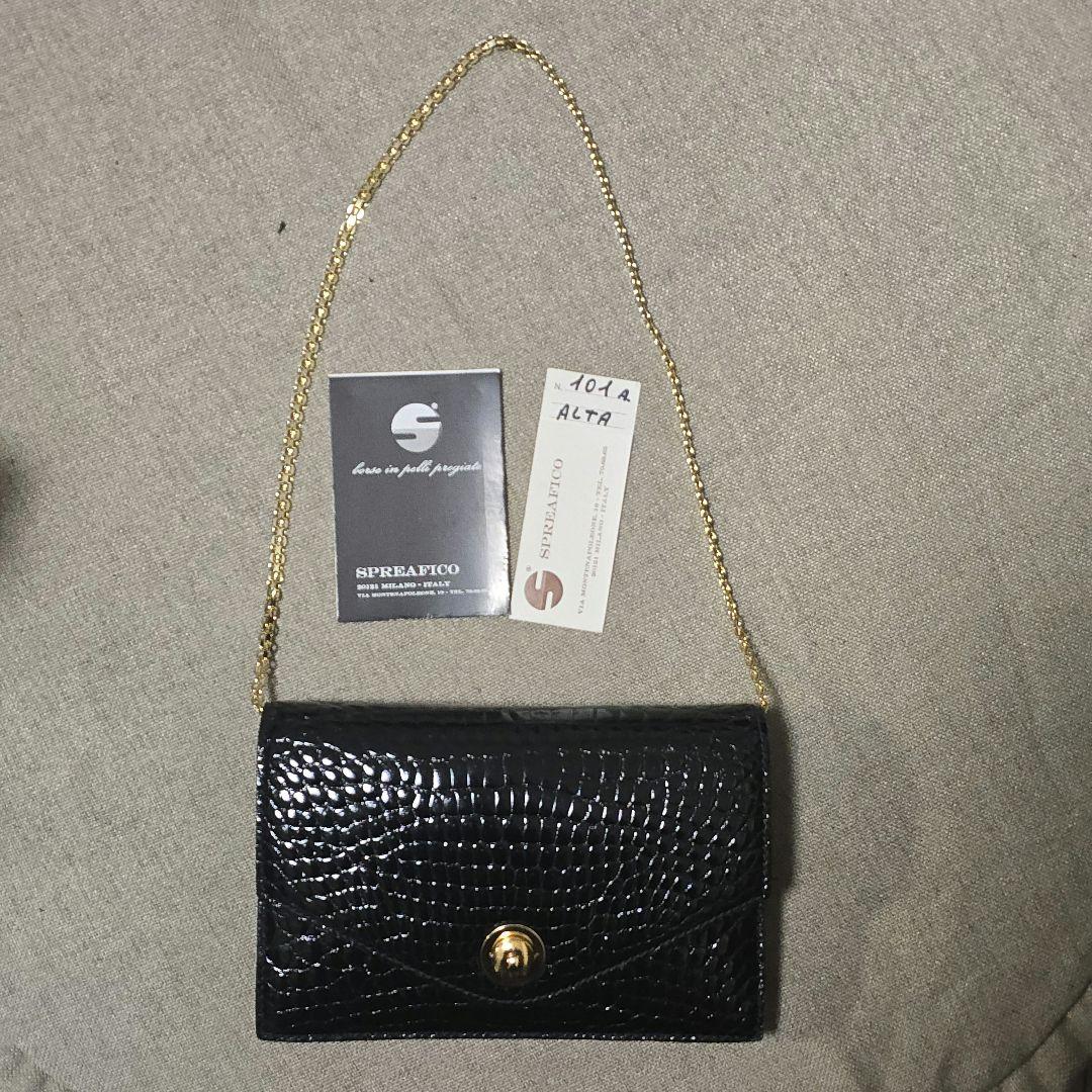 美品SPREAFICOクラッチバッグシャイニングクロコダイル