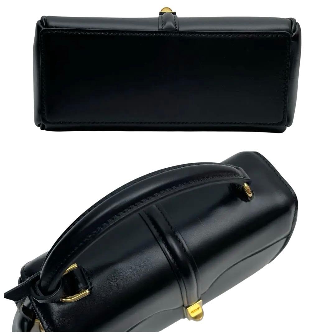 美品 セリーヌ セーズ16 スモール ミニ ハンド ショルダーバッグ ブラック.