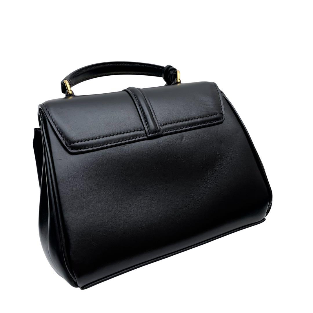 美品 セリーヌ セーズ16 スモール ミニ ハンド ショルダーバッグ ブラック.