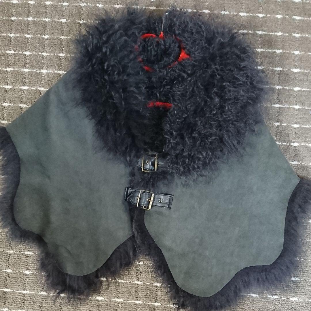 専用☆ラム ムートン ファーポンチョ グレー