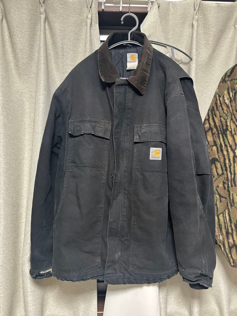 値下げ　Carhartt トラディショナルコート　ブラックフェード　カバーオール