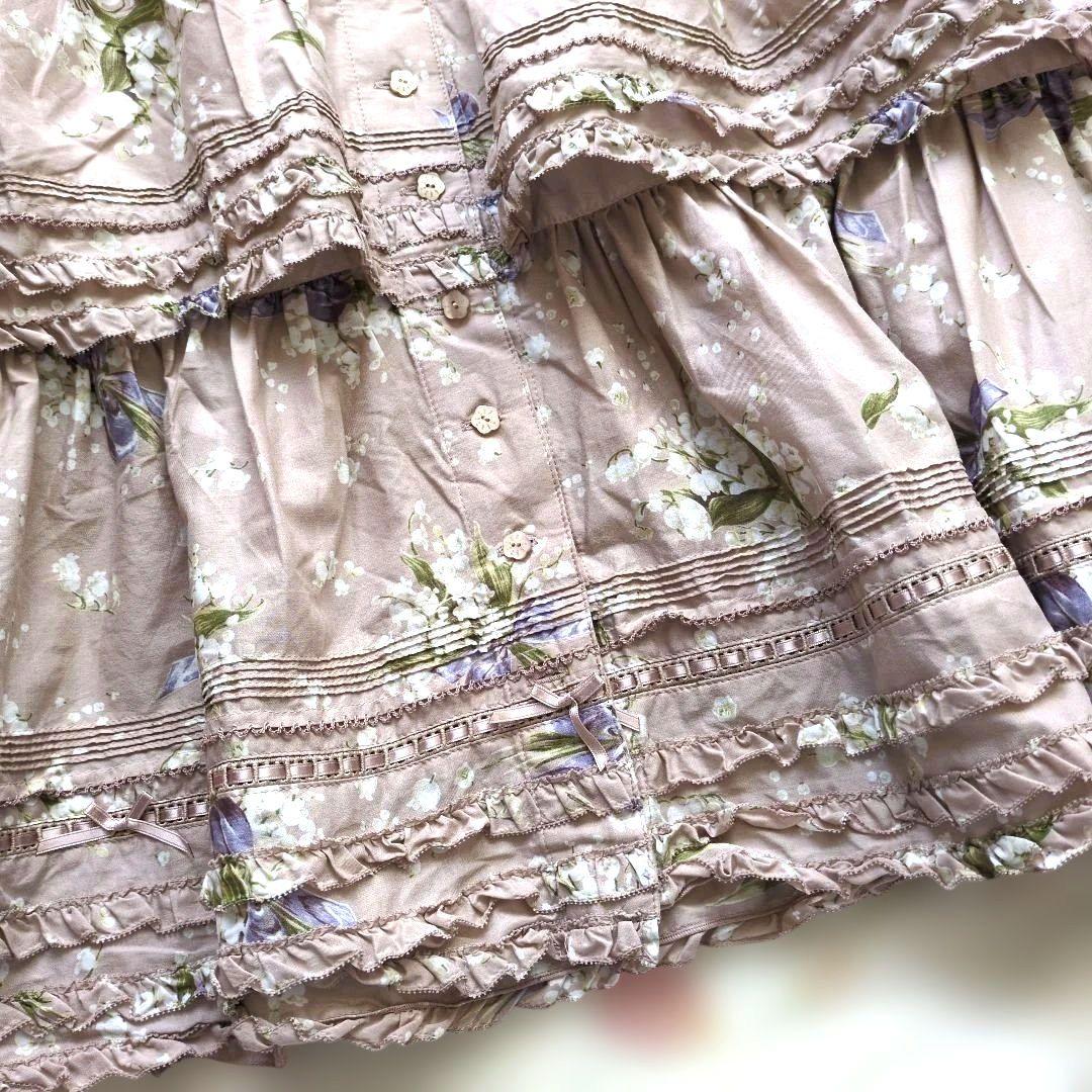 ピンクハウス♥スズランリボンブーケ柄段々ワンピース