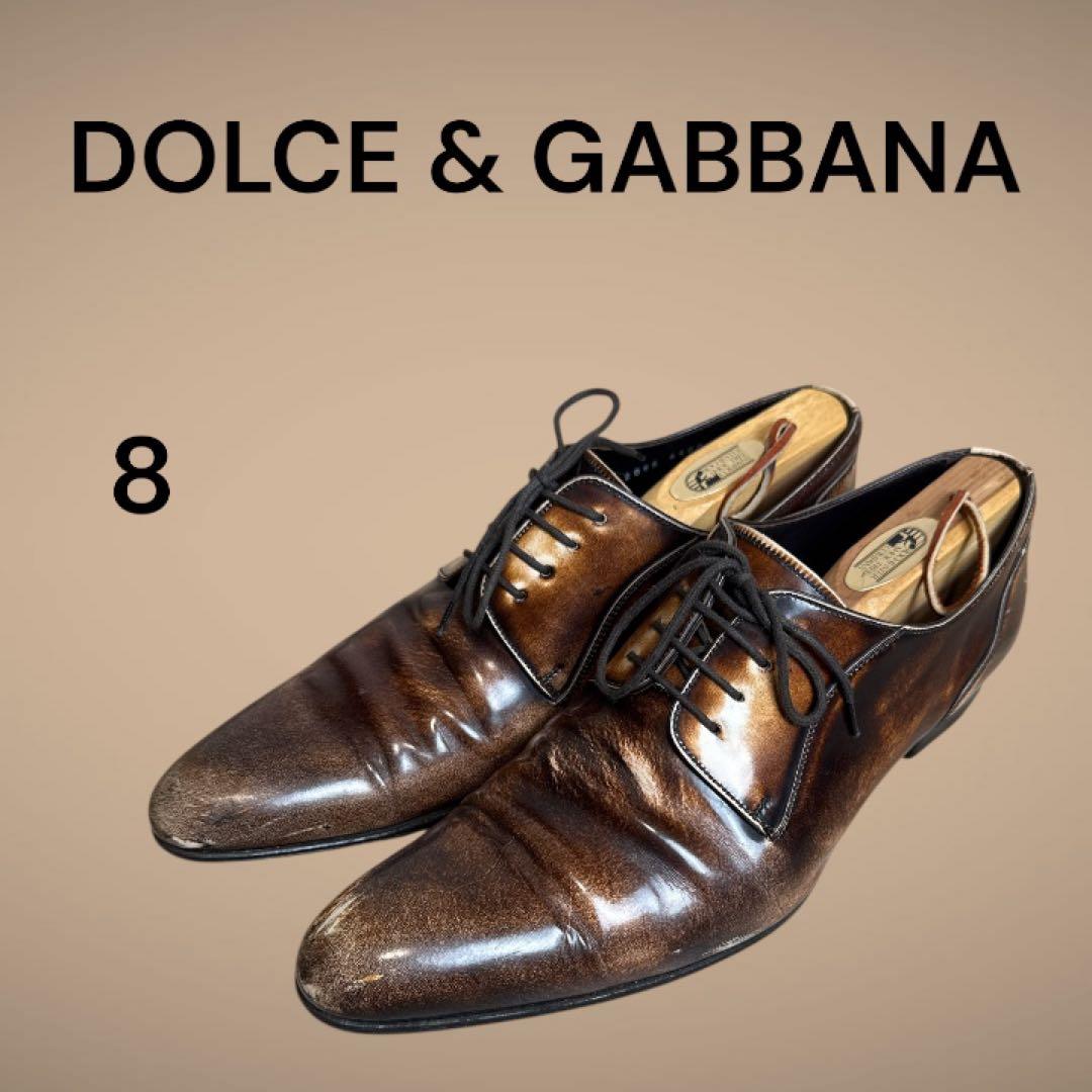 美品 DOLCE&GABBANA ドルチェ&ガッバーナ レザーシューズ 8 茶