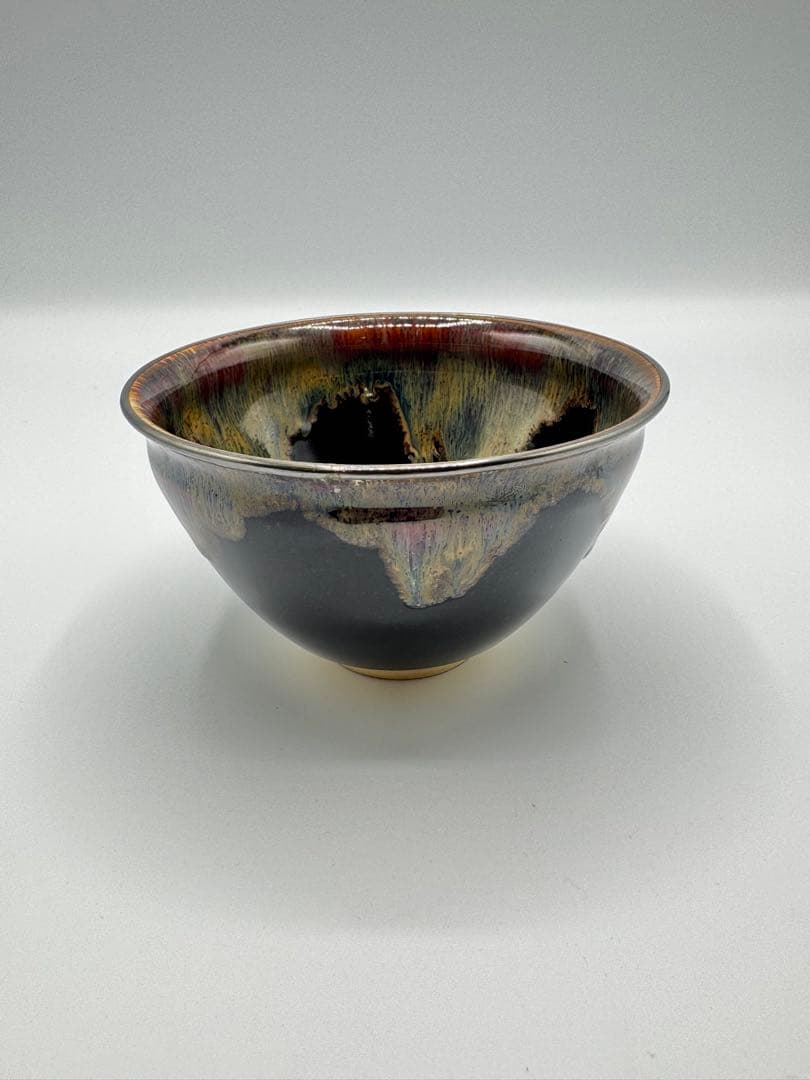 草山作　天目茶碗　覆輪付き　銀覆輪