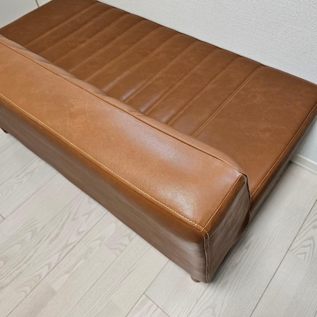 【送料込み】日本製 2人掛け ソファー 合皮 レザー調 ブラウン