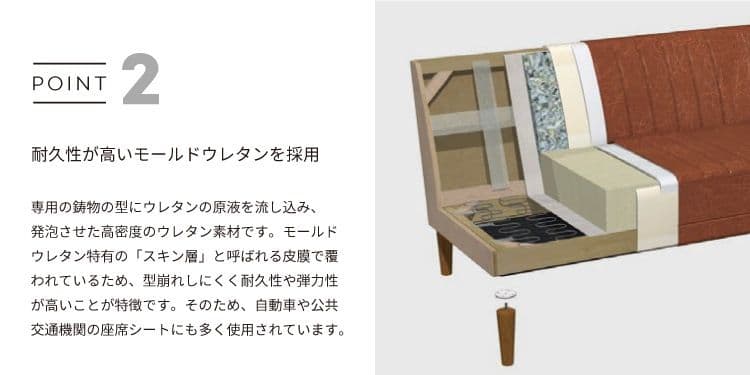 【送料込み】日本製 2人掛け ソファー 合皮 レザー調 ブラウン