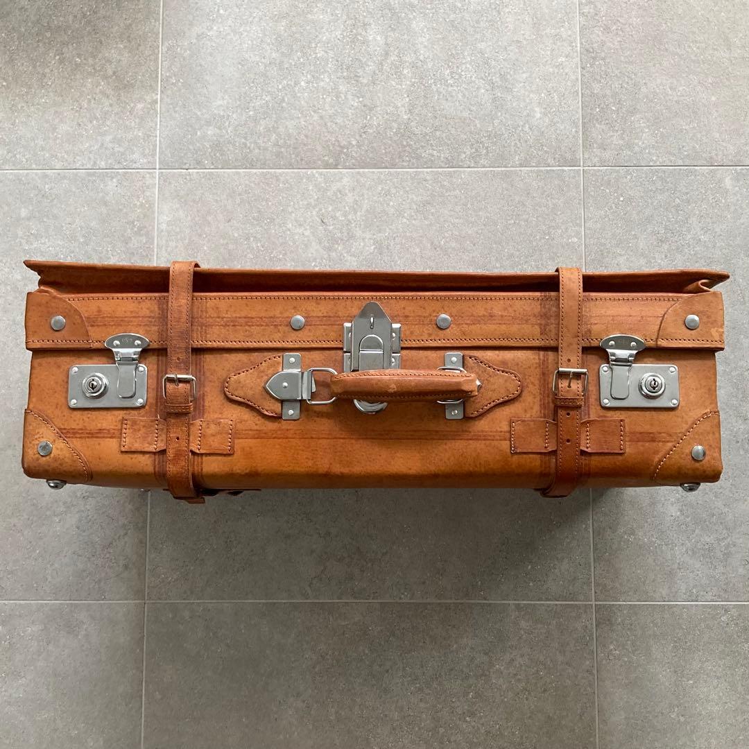 特大 ヴィンテージ 本皮 トランクケース 鍵付き レザートランク レトロ 古道具