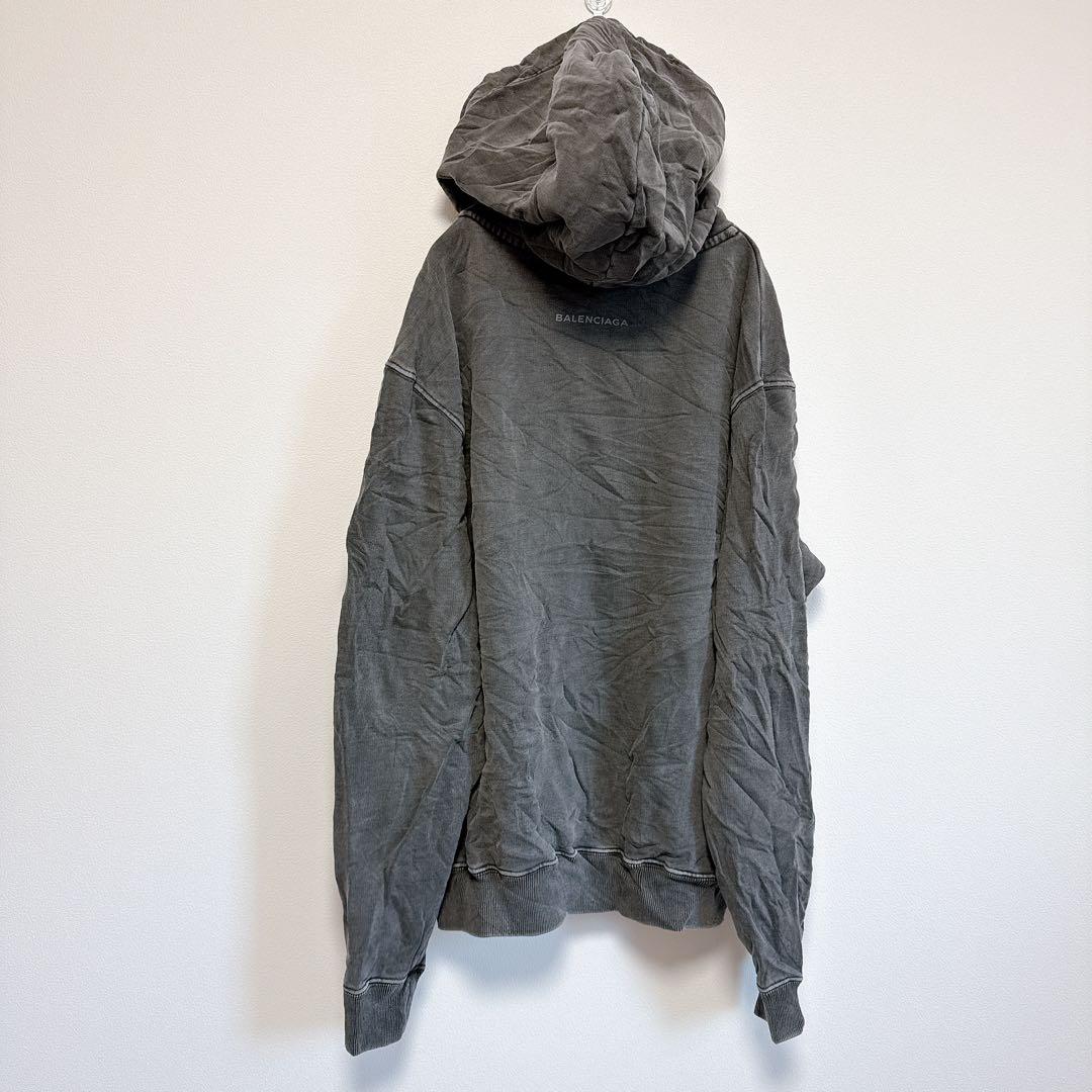 BALENCIAGA Parisプリント グレー 長袖　パーカー【S】バレンシア