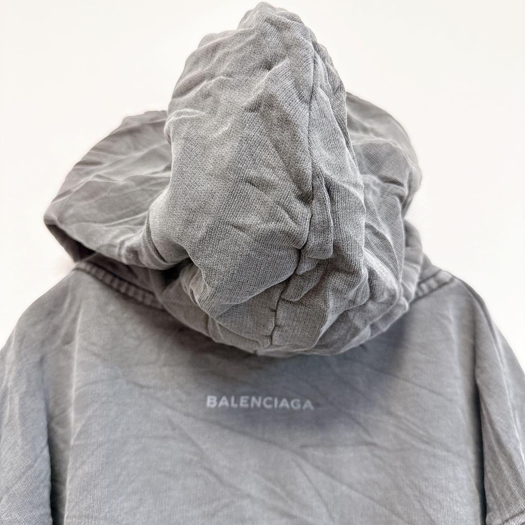 BALENCIAGA Parisプリント グレー 長袖　パーカー【S】バレンシア