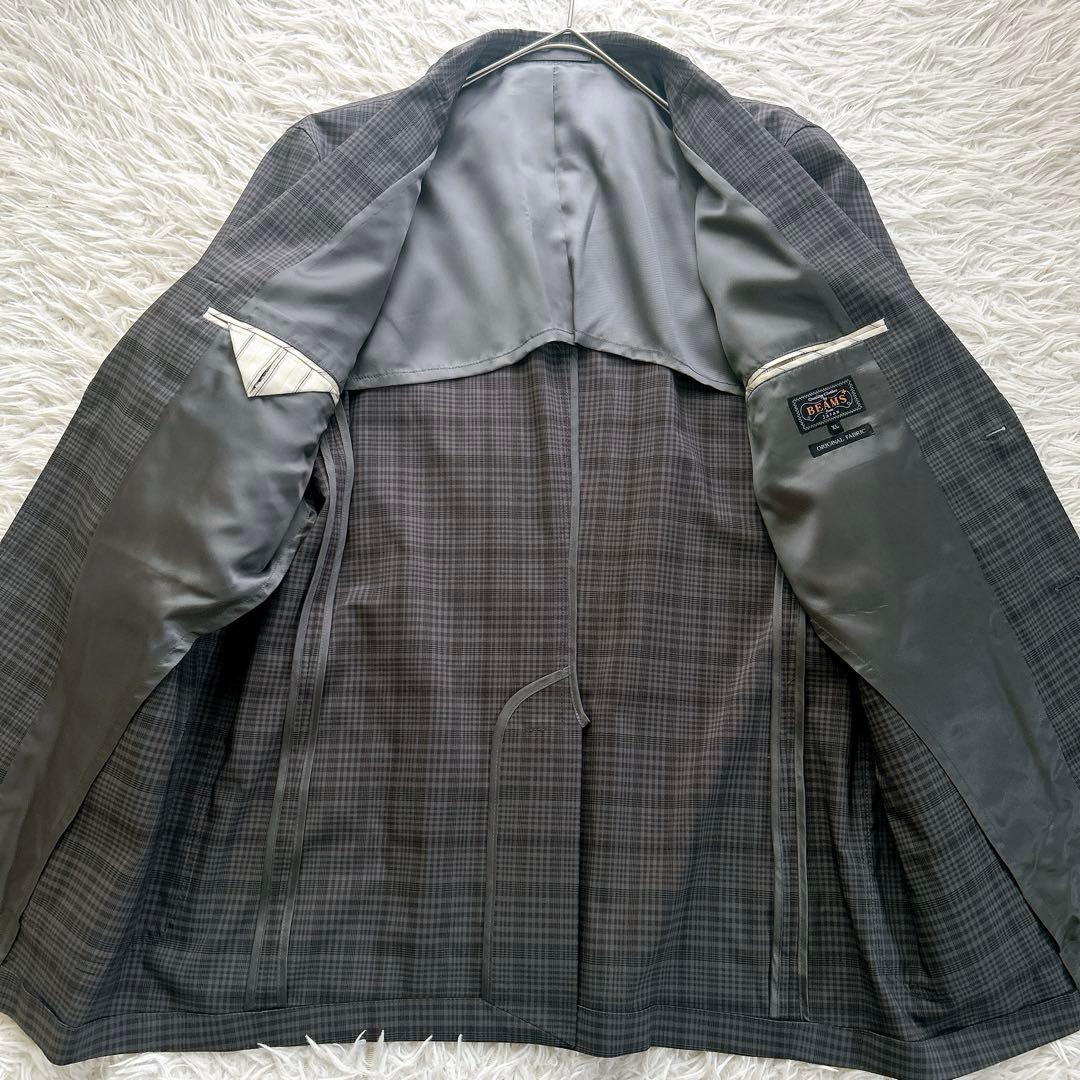 極美品　XL ビームスプラス　スーツ　セットアップ　チェック　ジャケット　パンツ