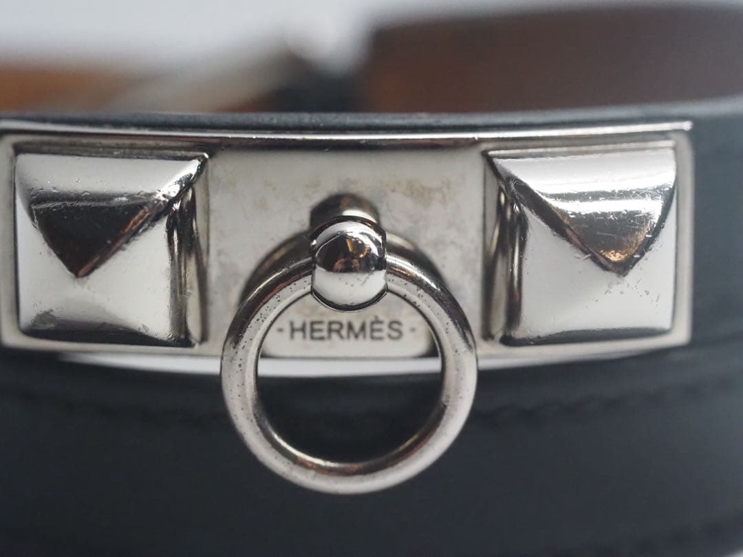 エルメス　リヴァル ドゥブルトゥール ブレスレット　シルバー×ブラック 付属品有