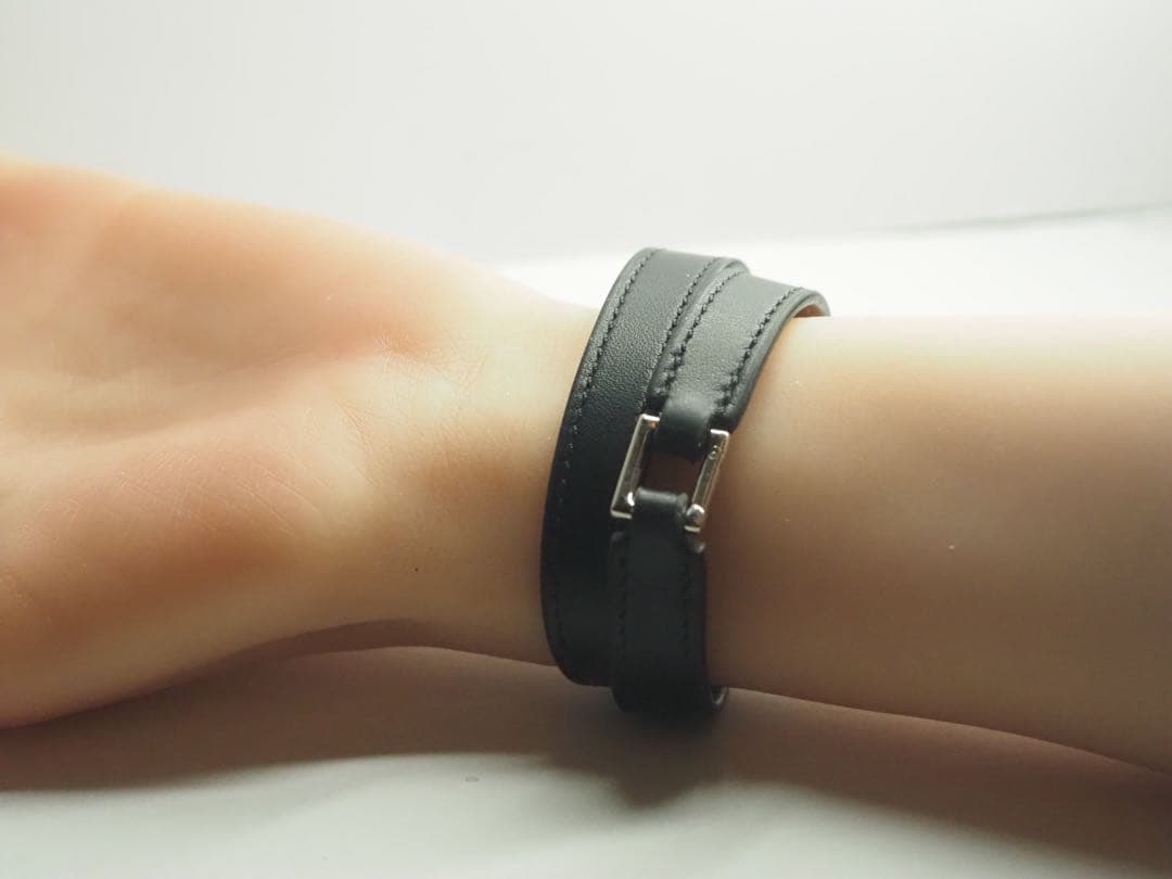 エルメス　リヴァル ドゥブルトゥール ブレスレット　シルバー×ブラック 付属品有