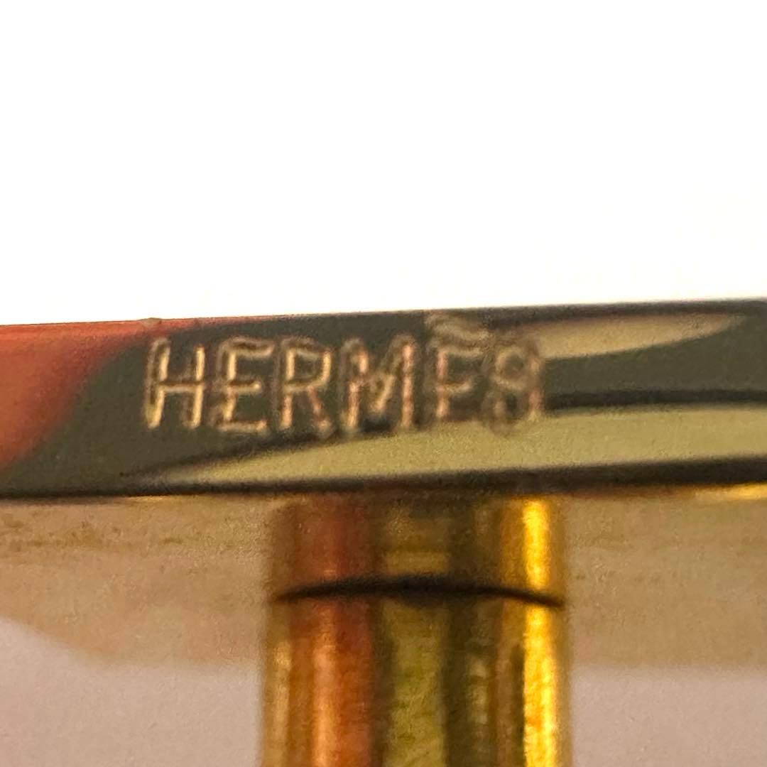 エルメス　HERMES　カフスボタン 　カフリンクス　リザード　グリーン　メタル