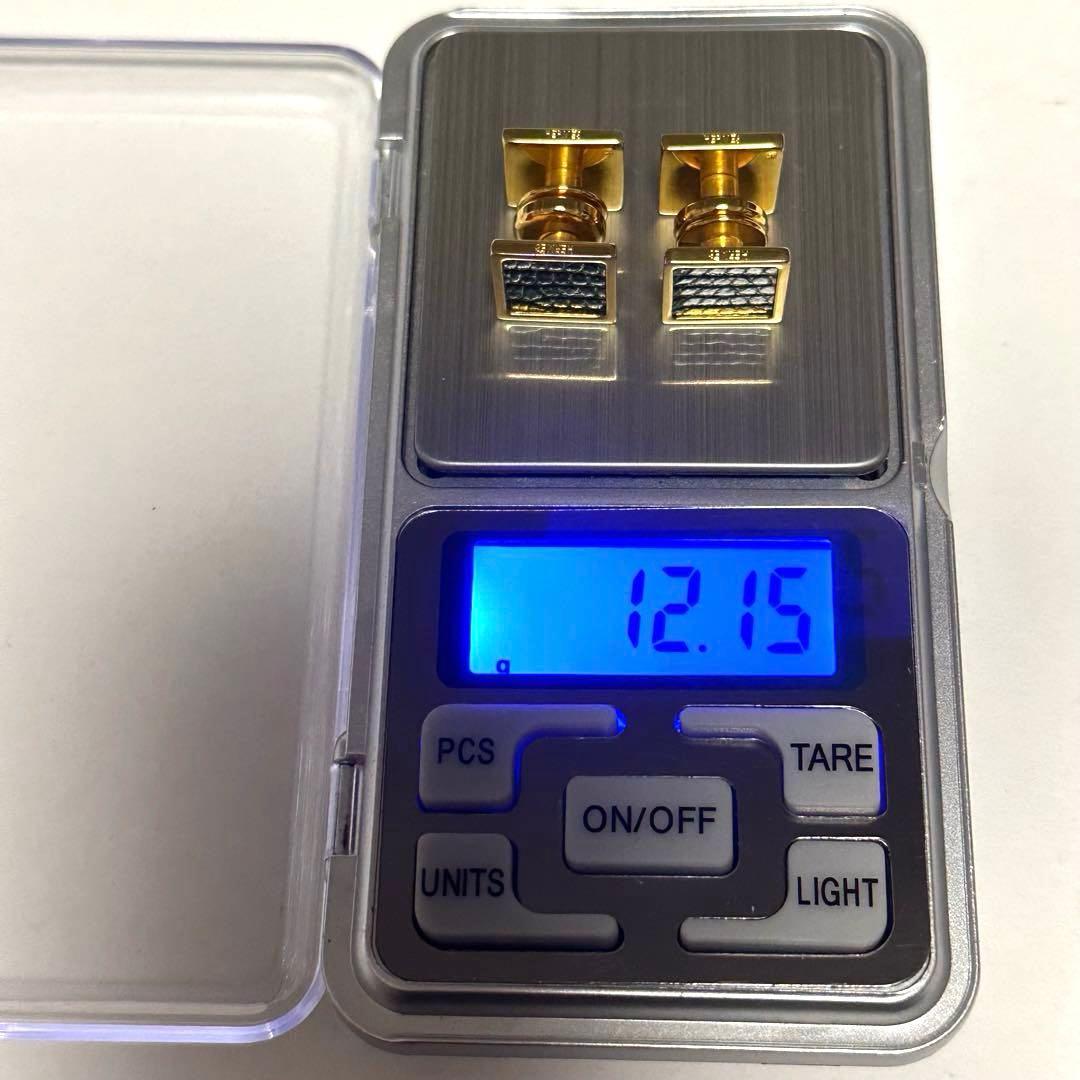 エルメス　HERMES　カフスボタン 　カフリンクス　リザード　グリーン　メタル