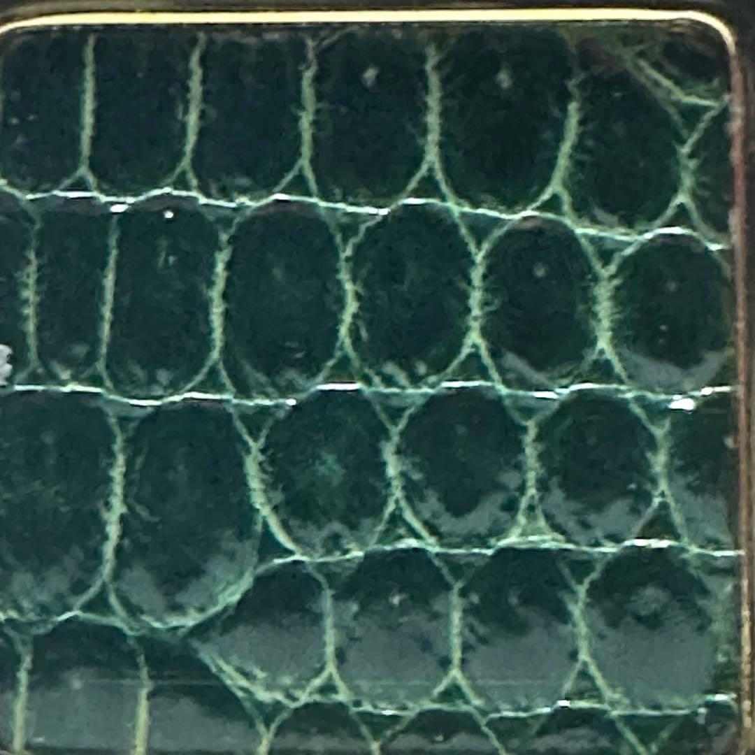 エルメス　HERMES　カフスボタン 　カフリンクス　リザード　グリーン　メタル