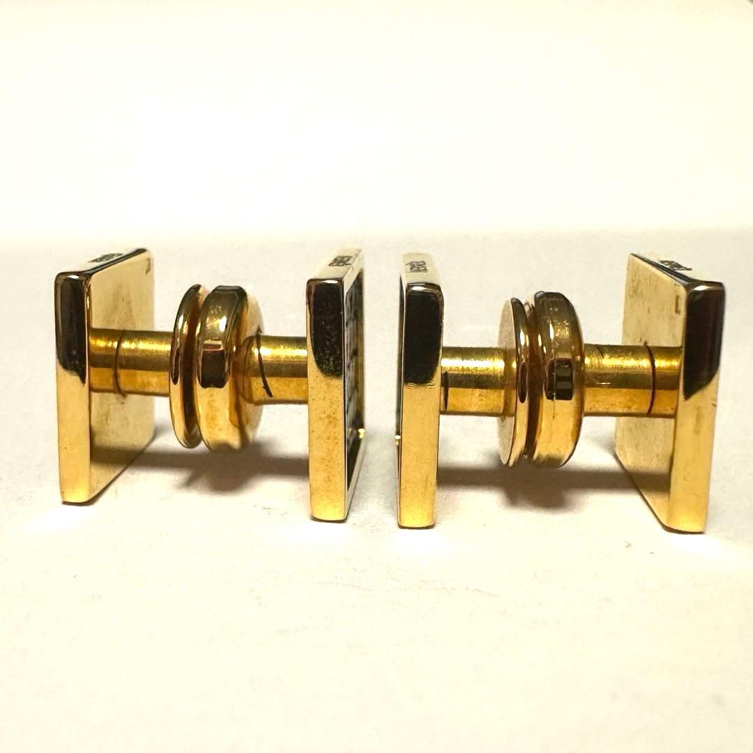 エルメス　HERMES　カフスボタン 　カフリンクス　リザード　グリーン　メタル