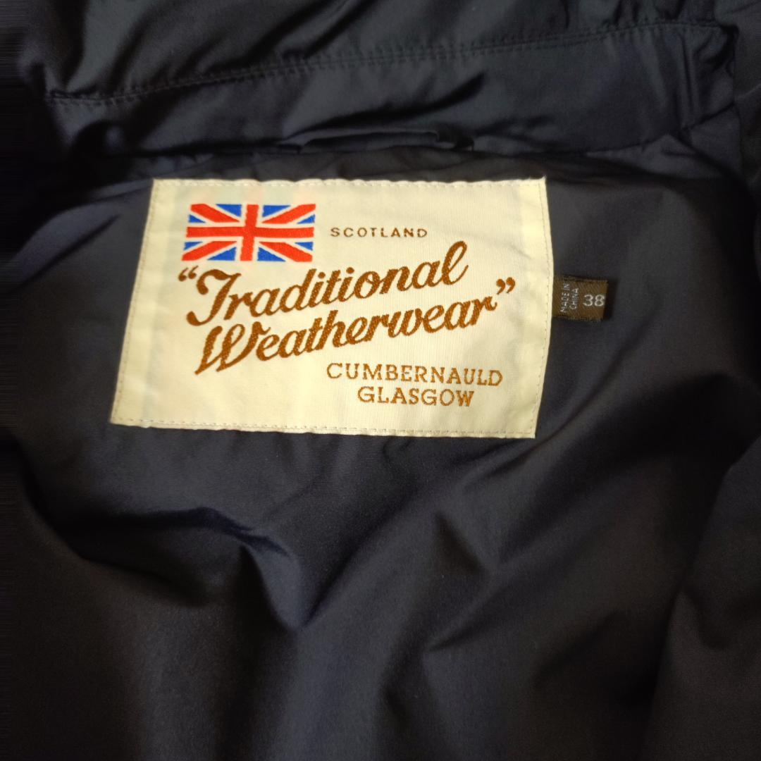 【トラディショナルWEATHERWEAR】ネイビー フード付ダウン 38/L相当