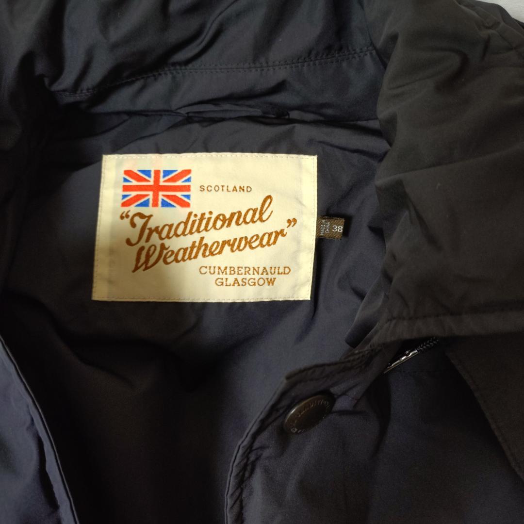 【トラディショナルWEATHERWEAR】ネイビー フード付ダウン 38/L相当