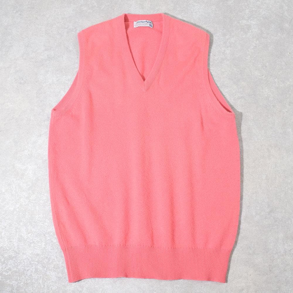希少色 80s Ballantyne カシミヤ ニット ベスト 46 ピンク