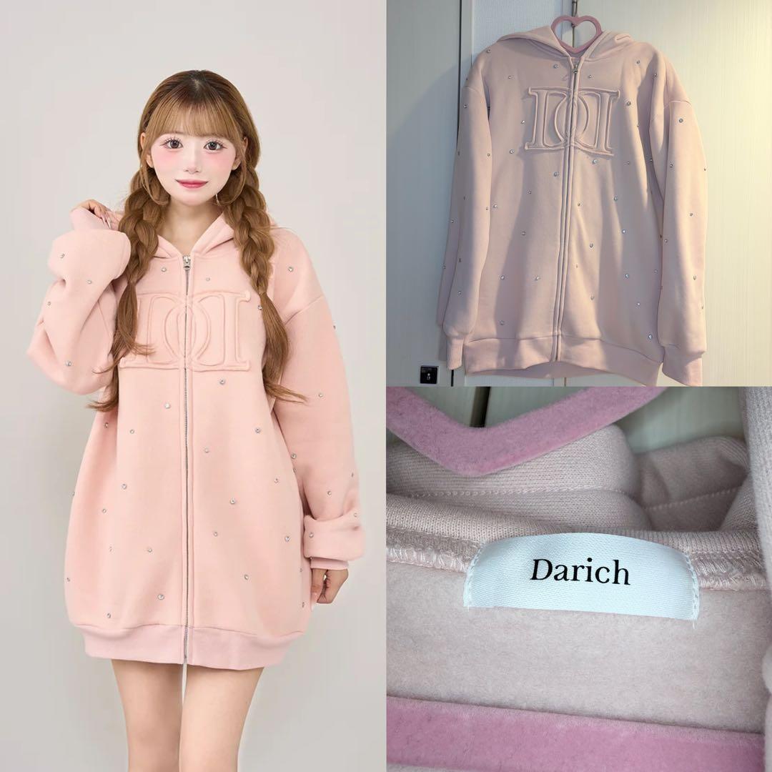 ♡ ダーリッチ Darich ♡ DDロゴビジュージップパーカー　ピンク